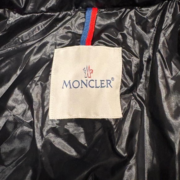 Moncler Black Glossy Puffer Jacket with Tricolor Zip Detail - Picture 6 of 7